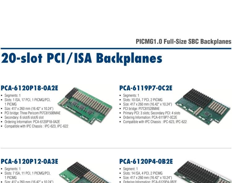 研華PCA-6113DP4 13-slot 2 ISA, 7 PCI, 1 PICMG/PCI, 3 PICMG Backplanes