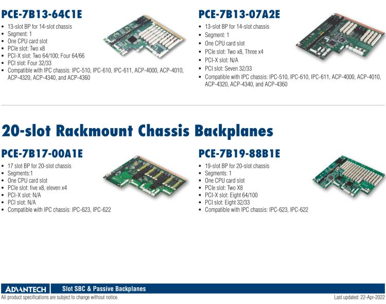 研華PCE-5B08 8-slot BP for 8-slot chassis