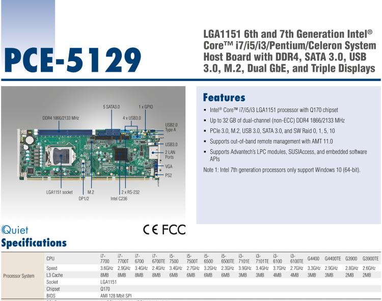 研華PCE-5129 6th Generation Intel? Core? processor-based platform