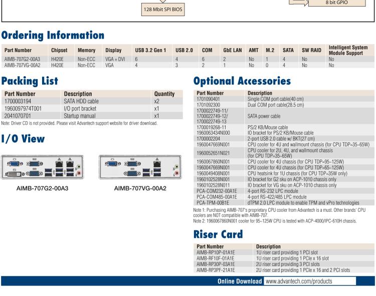 研華AIMB-707 LGA1200 10th Generation Intel? Core? i9/i7/i5/i3 & Pentium?/Celeron? ATX with DVI/VGA, DDR4, USB 3.2, M.2, 6 COMs