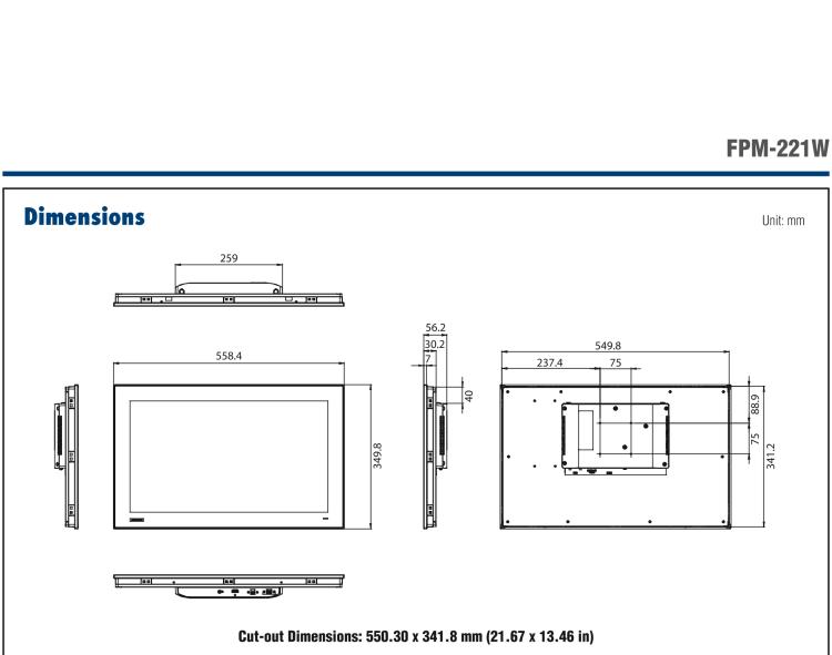 研華FPM-221W 21.5寸Full HD工業(yè)顯示器，支持多點(diǎn)觸控，支持HDMI端口