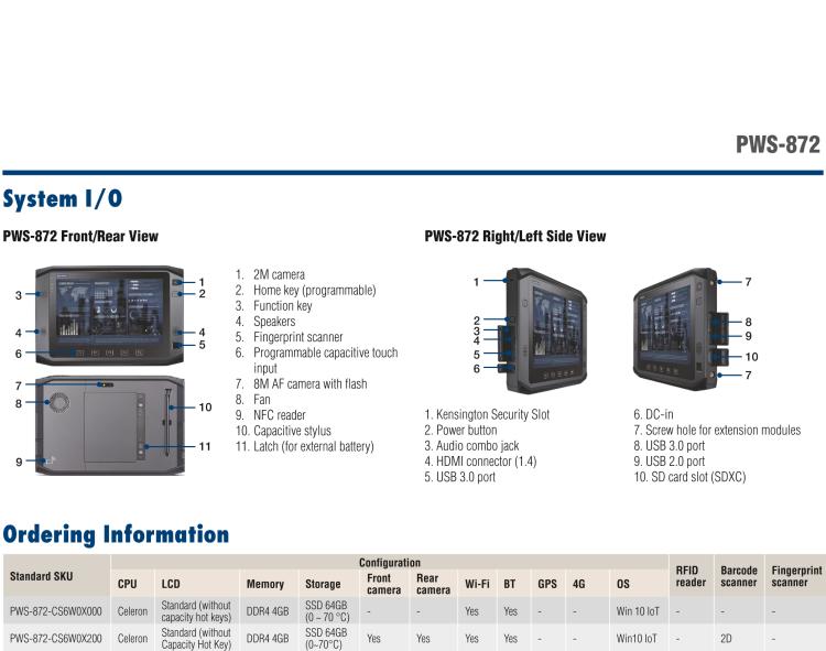 研華PWS-872 10寸工業(yè)平板電腦 搭載第七代 Intel ? Core? i3/i5/i7/Celeron? 處理器