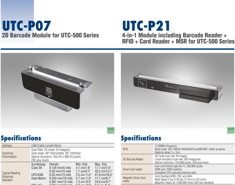 研華UTC-P21 4-in-1 Reader for UTC-515/520/532 Series