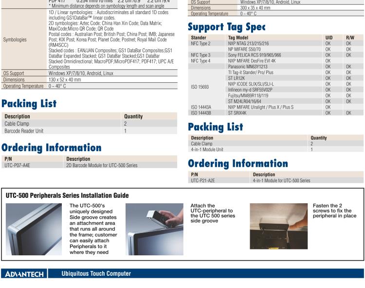 研華UTC-P07 1D/2D Barcode Reader for UTC-515/520/532 Series