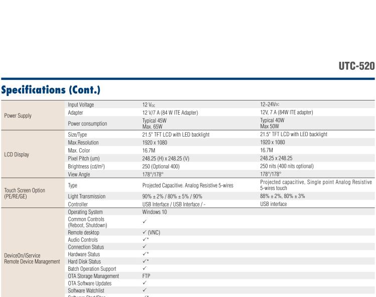 研華UTC-520F 21.5" 多功能觸控一體機(jī)，內(nèi)置Intel? Skylake Core? i5-6300U處理器