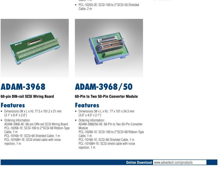 研華ADAM-3968 DIN導(dǎo)軌安裝的68腳SCSI-II接線(xiàn)端子