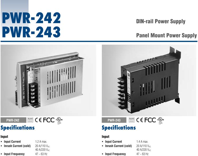 研華PWR-242 DIN導(dǎo)軌安裝的開關(guān)電源