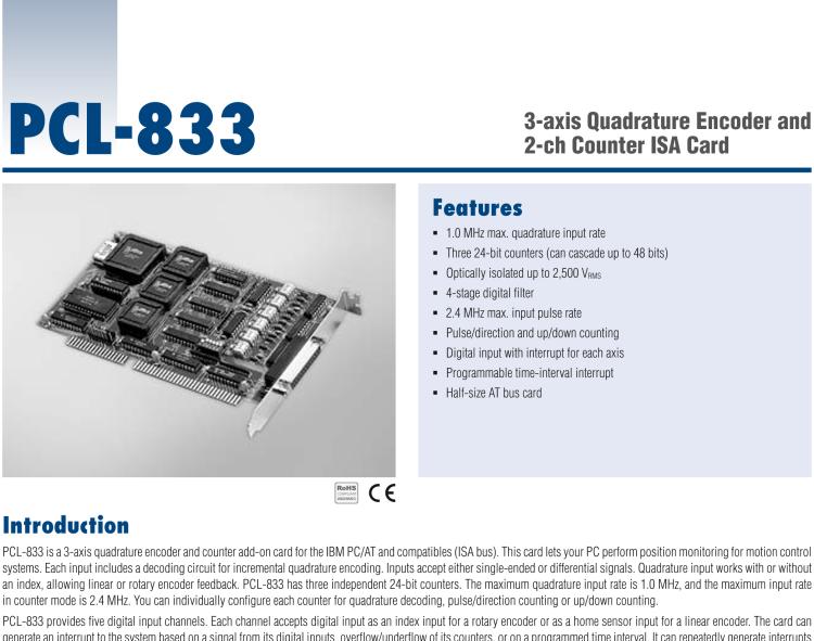研華PCL-833 三軸正交編碼器、計(jì)數(shù)器卡