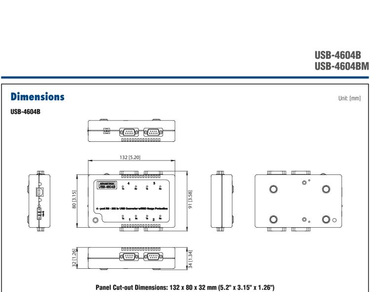 研華USB-4604BM USB轉(zhuǎn)4端口RS-232/422/485 轉(zhuǎn)換器，帶浪涌保護(hù)