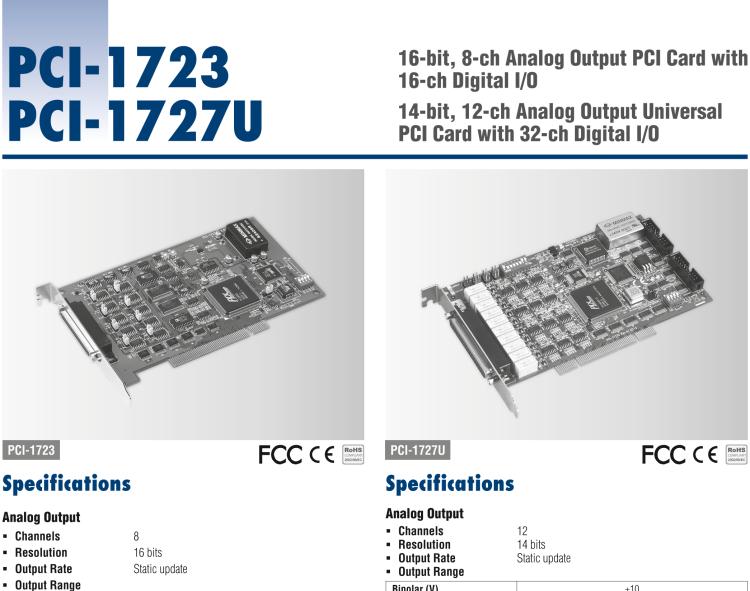 研華PCI-1727U 14位，12通道同步模擬輸出卡