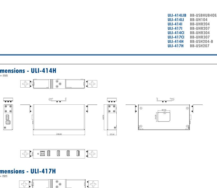 研華BB-USBHUB4OEM ULI-414LIB-工業(yè)USB 2.0集線器，4端口，高穩(wěn)固力連接器