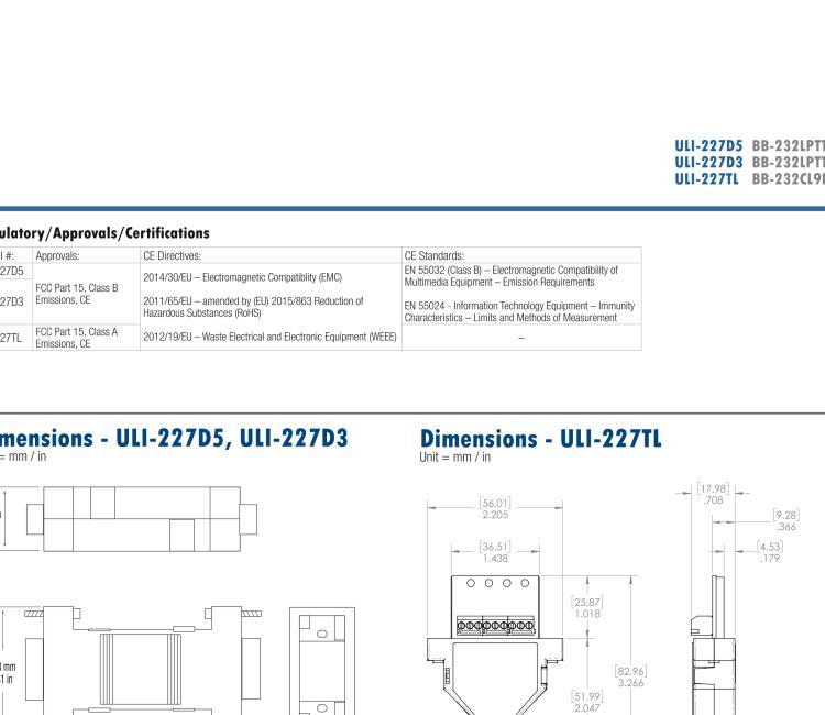 研華BB-232LPTTL33 ULI-227D3 RS-232（DB9母頭）至3.3V TTL（DB9公頭）轉(zhuǎn)換器，端口供電