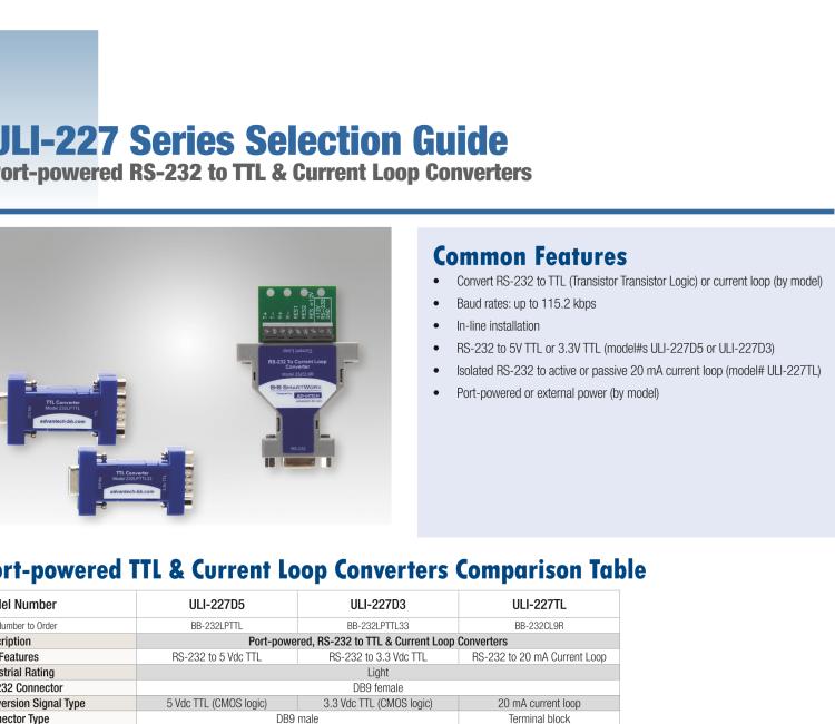 研華BB-232LPTTL ULI-227D5 RS-232（DB9母頭）至5V TTL（DB9公頭）轉(zhuǎn)換器，端口供電