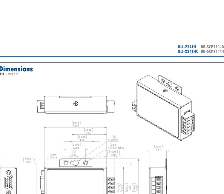 研華BB-485BAT3 ULI-224TB RS-232（DB9母頭至RS-422/485（接線端子）轉(zhuǎn)換器，電池供電