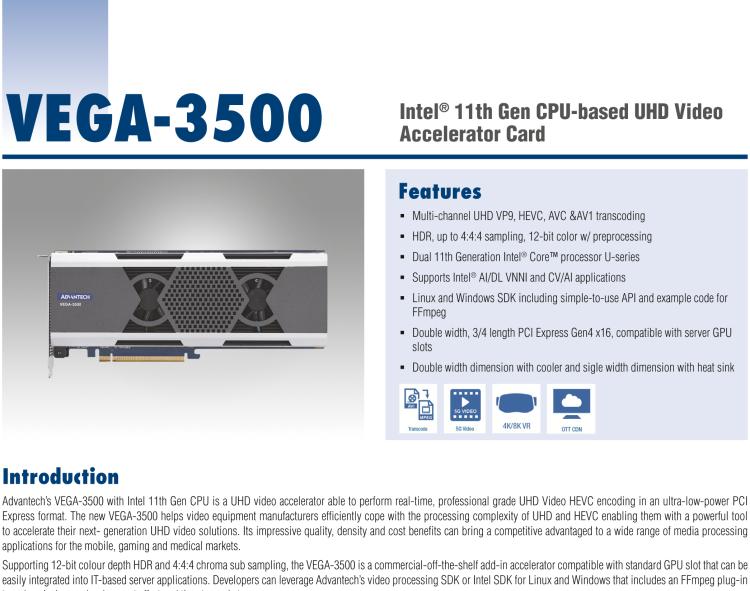 研華VEGA-3500 Intel? 11th Gen CPU-based UHD Video Accelerator Card